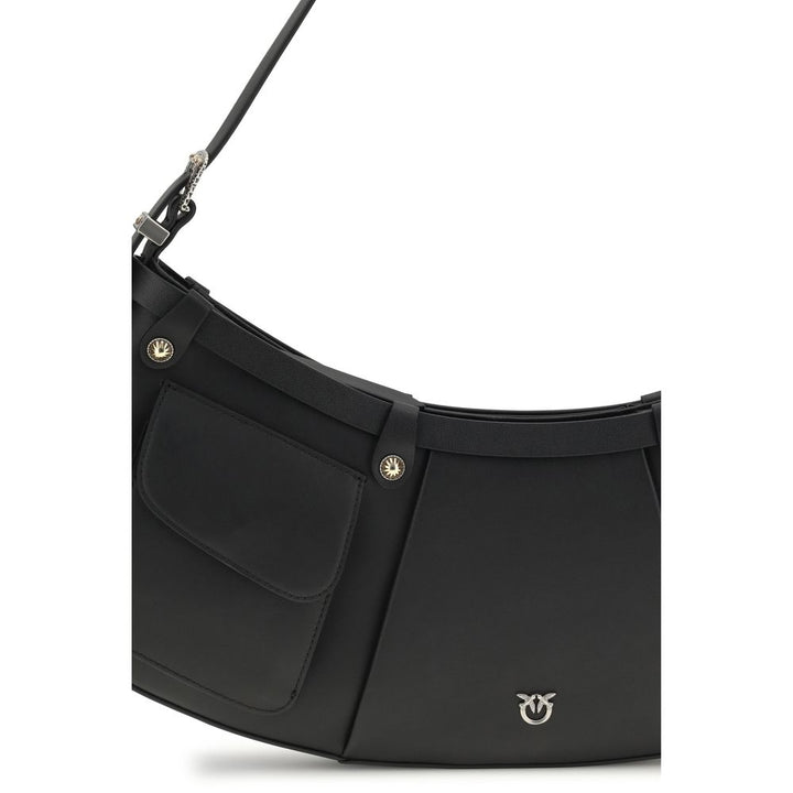 PINKO Black Calf Leather Bos Taurus Shoulder Bag