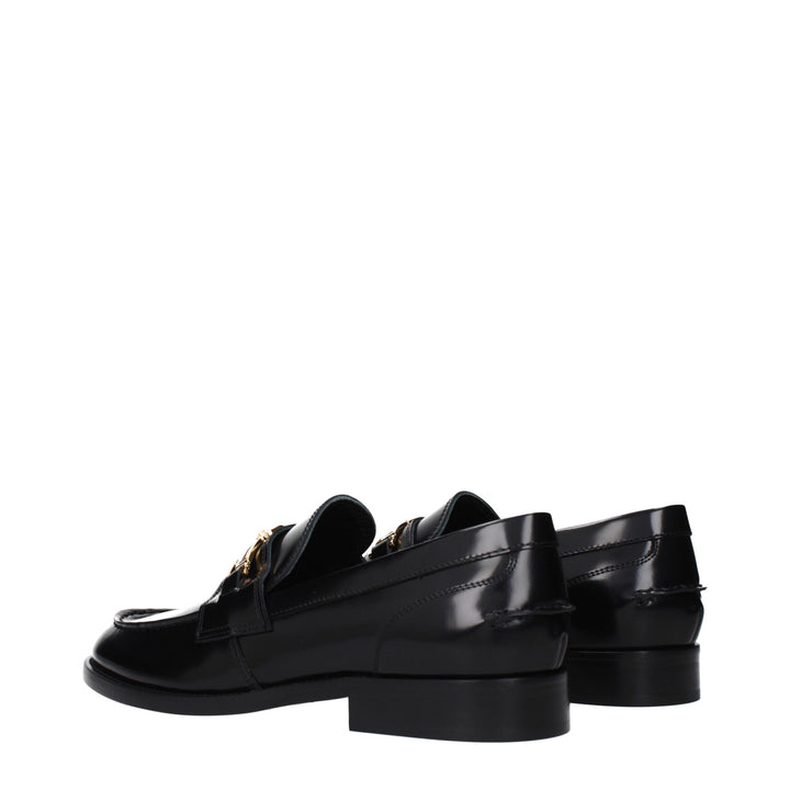 Versace Black Leather Slip-On Loafers