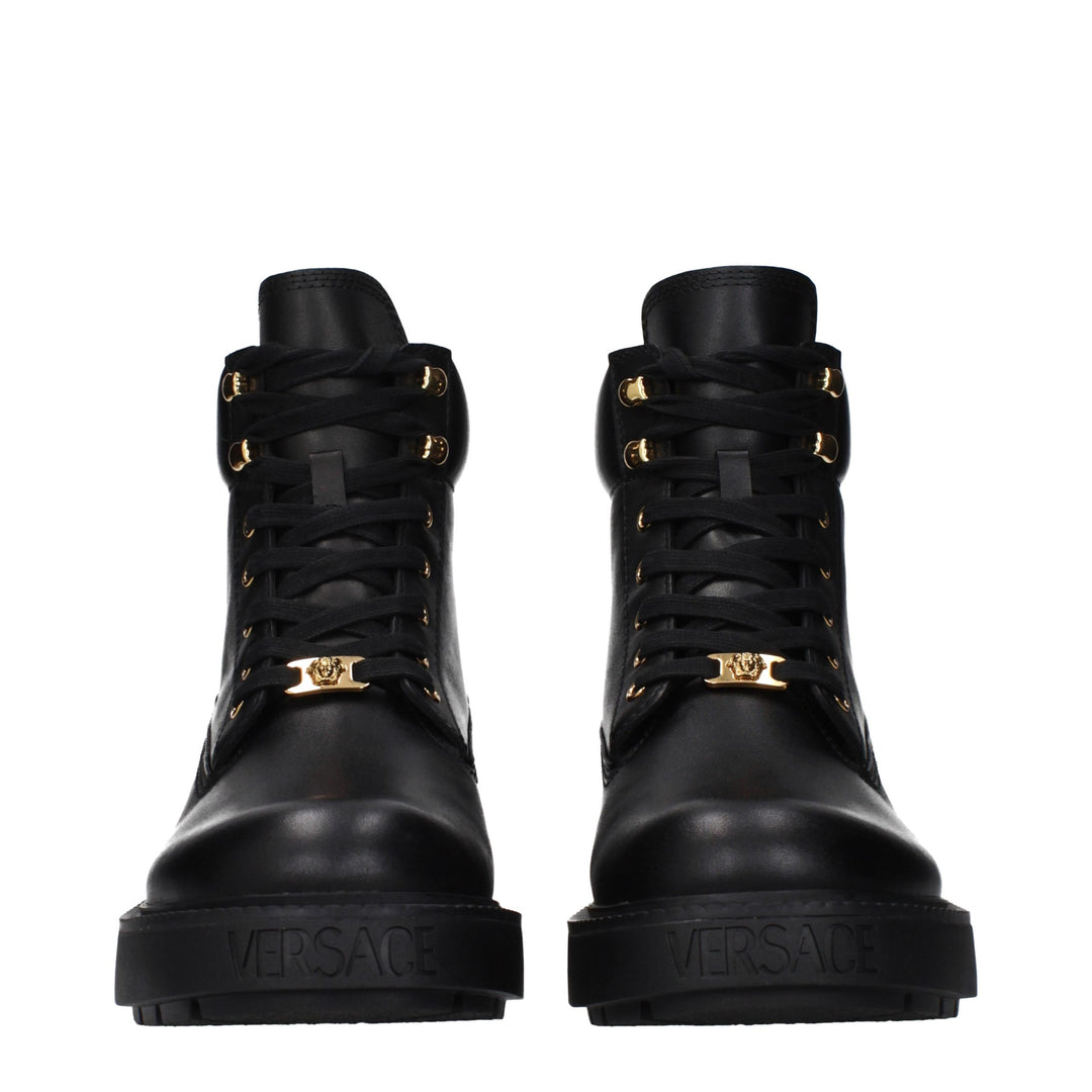 Versace Black Leather Ankle Boots
