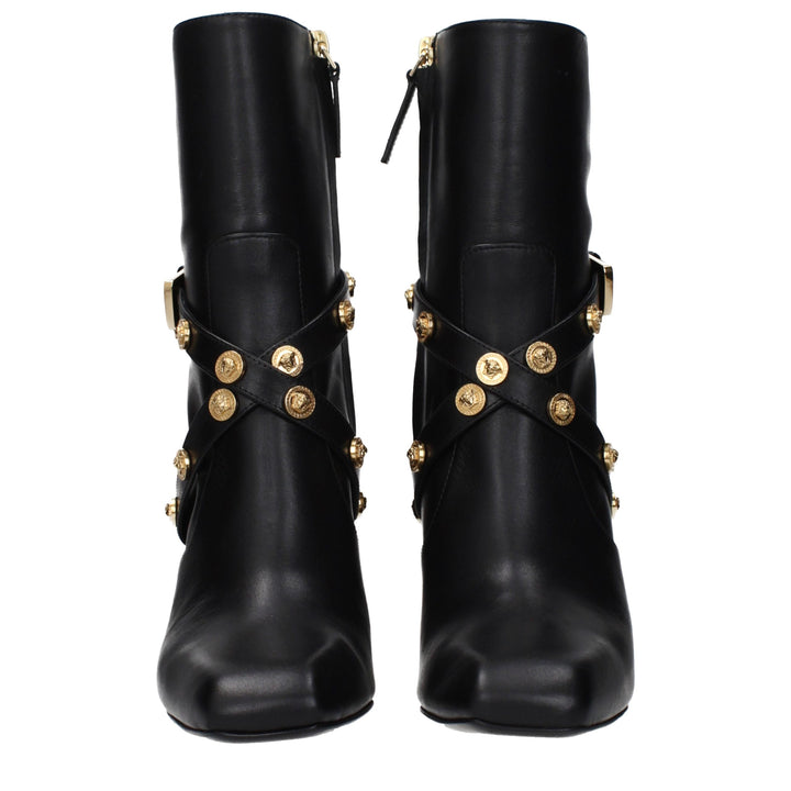 Versace Black Leather Ankle Boots
