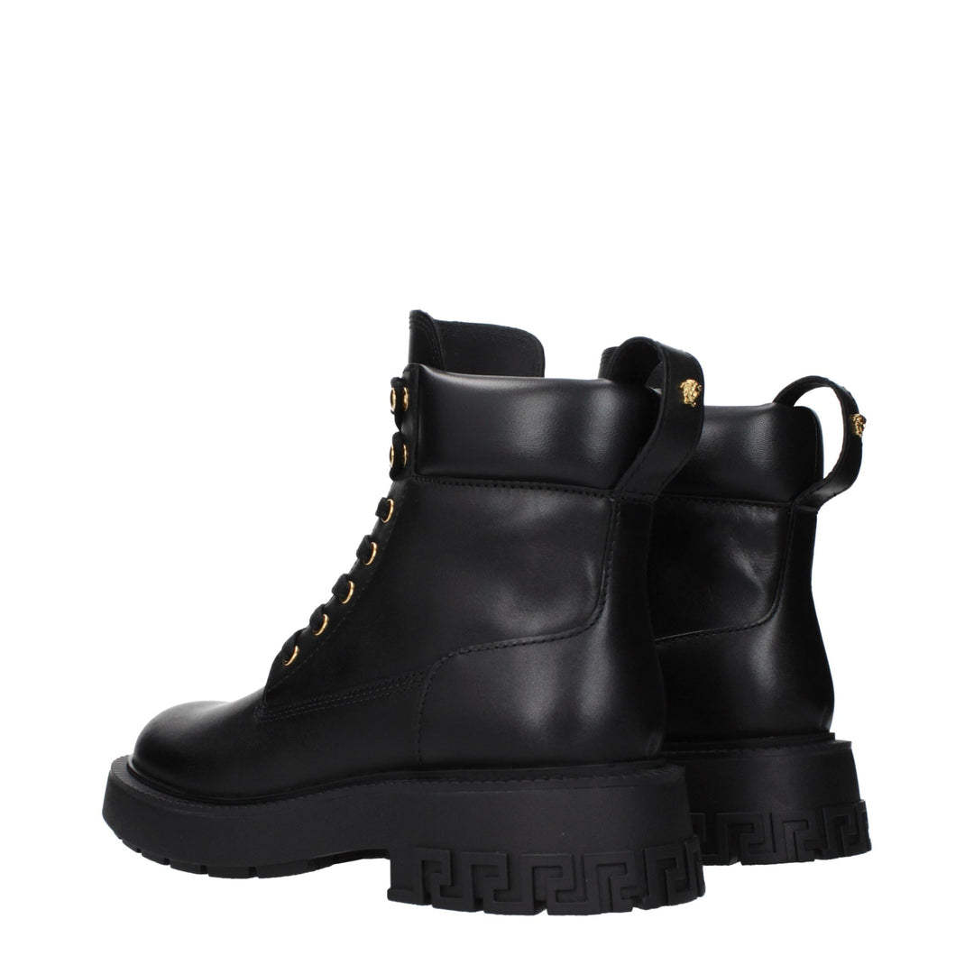 Versace Black Leather Ankle Boots