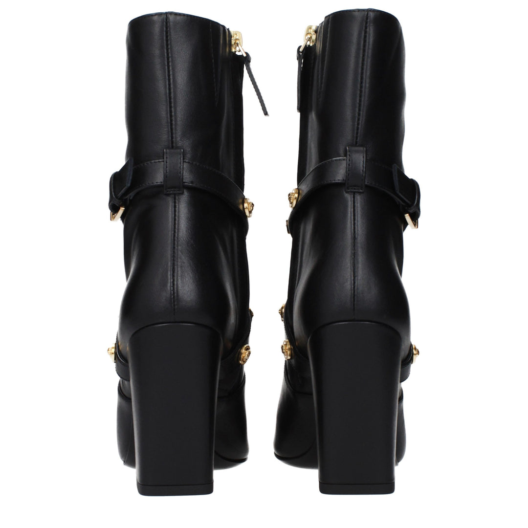 Versace Black Leather Ankle Boots