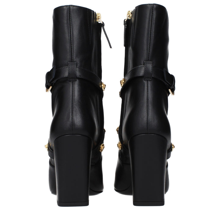 Versace Black Leather Ankle Boots
