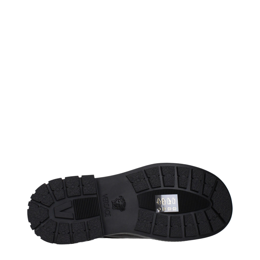 Versace Black Leather Oxfords And Derbies