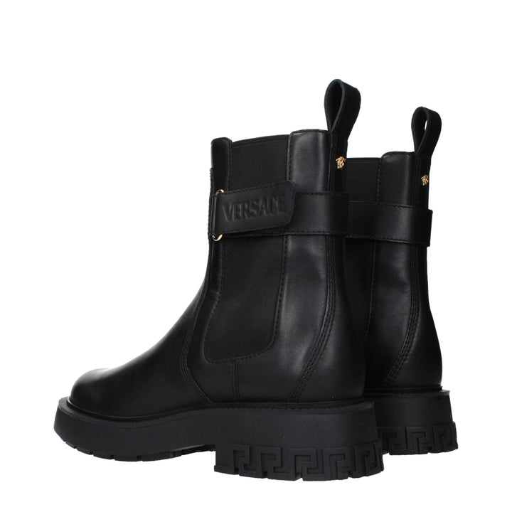 Versace Black Leather Ankle Boots