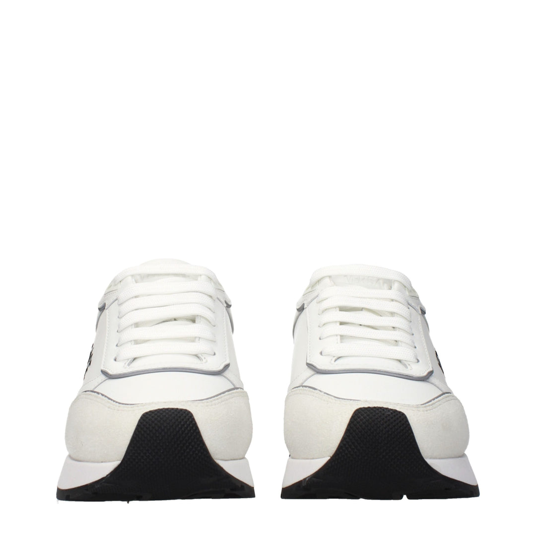 Versace White Leather Athletic Sneakers