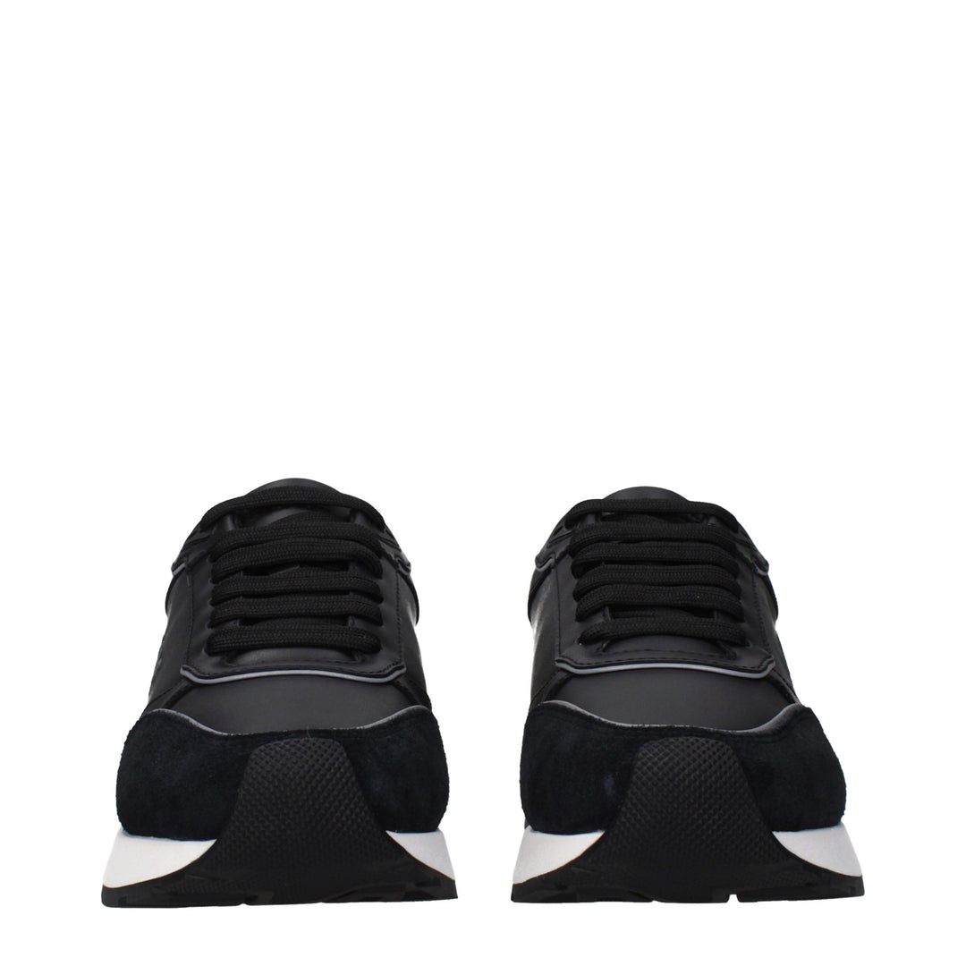 Versace Black Leather Low Top Sneakers