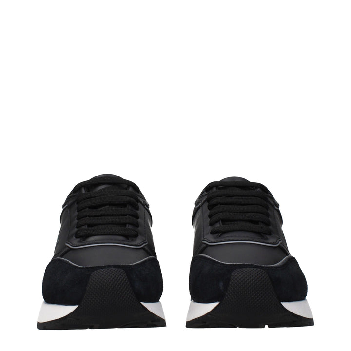 Versace Black Leather Low Top Sneakers