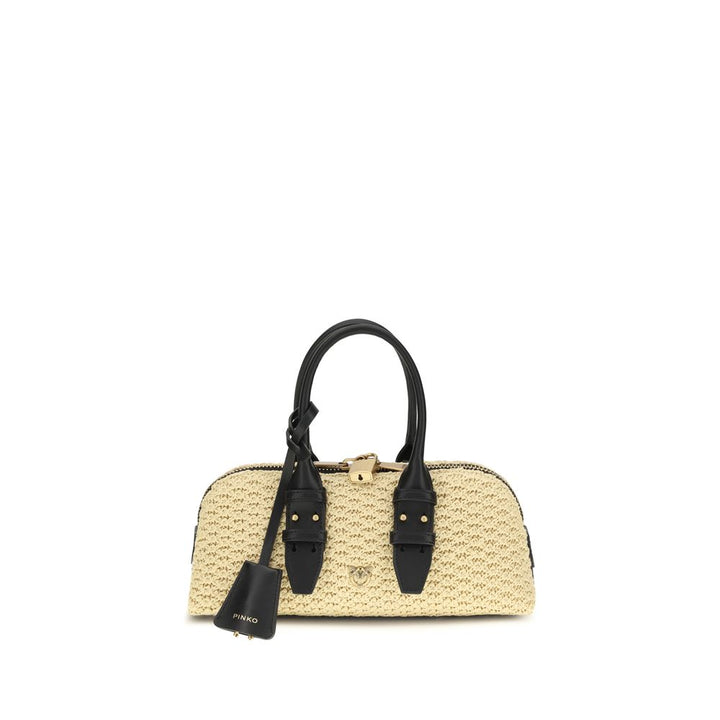 PINKO Beige Raffia Shoulder Bag
