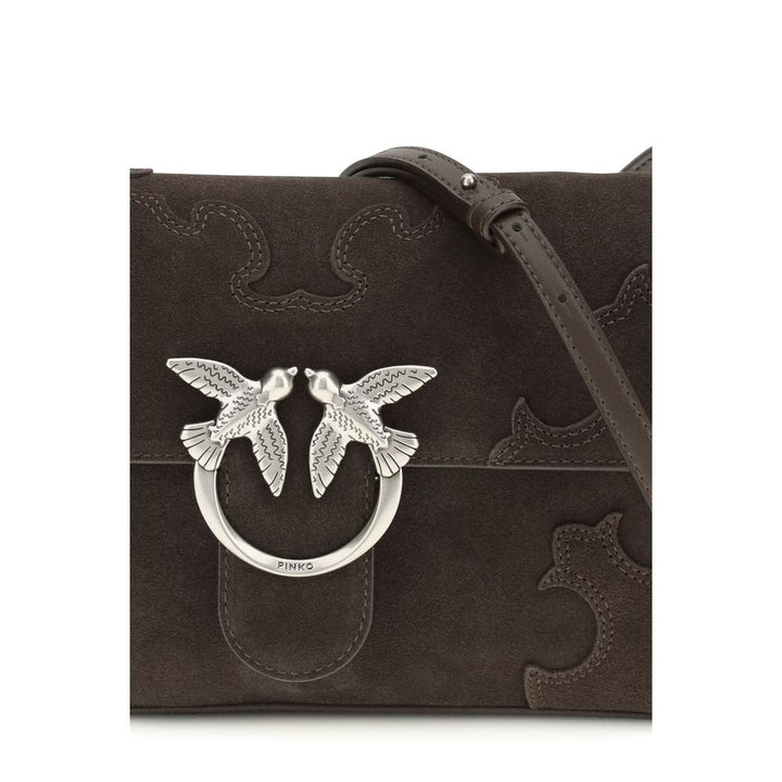 PINKO Brown Calf Leather Bos Taurus Shoulder Bag