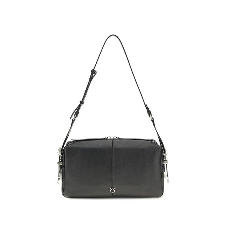PINKO Black Calf Leather Bos Taurus Shoulder Bag