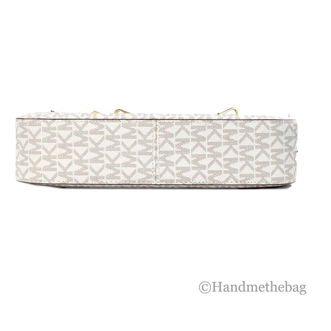 Michael Kors Adult Saffiano Leather Chain Zip Crossbody Handbag, Vanilla/Powder Blush