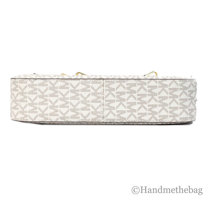 Michael Kors Adult Saffiano Leather Chain Zip Crossbody Handbag, Vanilla/Powder Blush