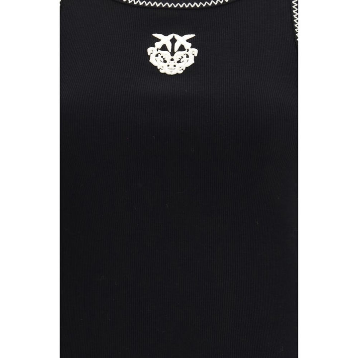 PINKO Black Cotton Sleeveles T-Shirt