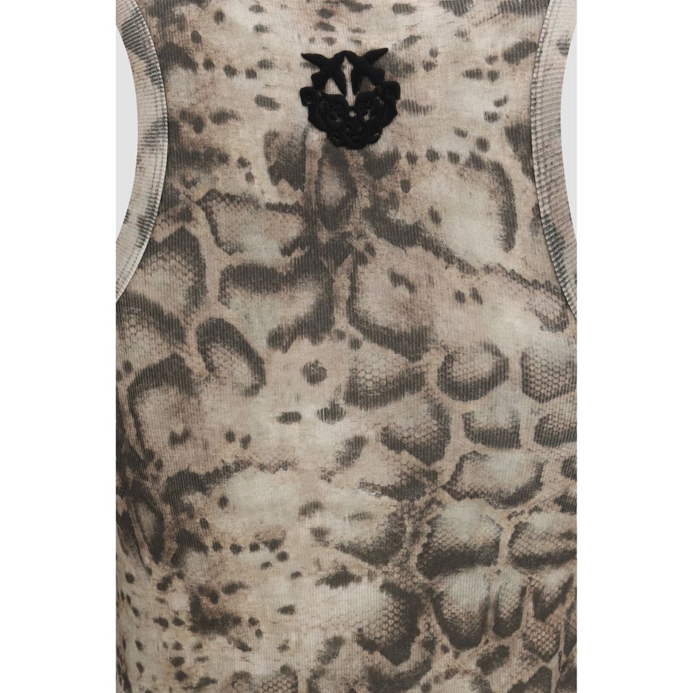 PINKO Beige Cotton Sleeveles T-Shirt