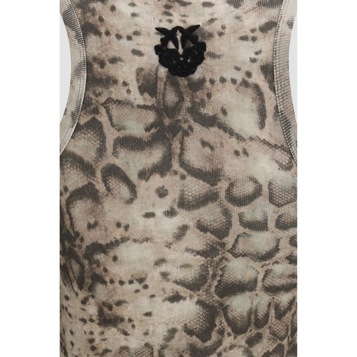 PINKO Beige Cotton Sleeveles T-Shirt
