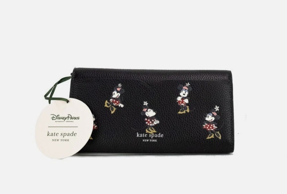 Kate Spade X Disney Black Leather Minnie Mouse Wallet Crossbody Bag