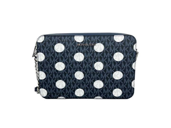Michael Kors Women'S Jet Set Large Polka Dot Signature Logo Crossbody Bag (Navy) 35S5STTC3O-414