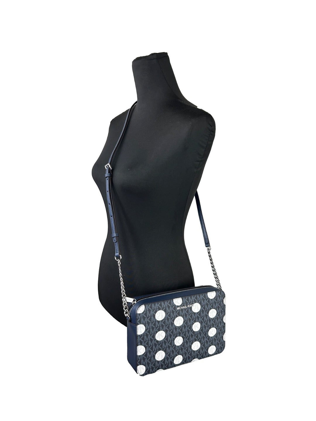 Michael Kors Women'S Jet Set Large Polka Dot Signature Logo Crossbody Bag (Navy) 35S5STTC3O-414