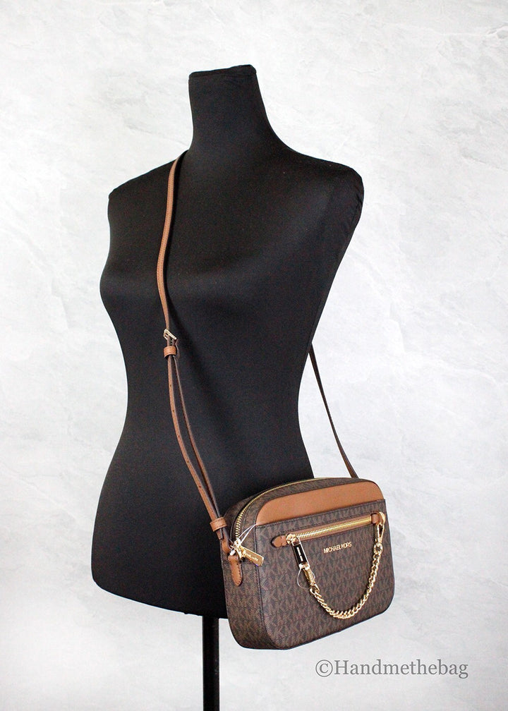 Michael Kors Women'S Jet Set Signature PVC Crossbody Bag, Brown