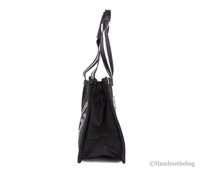 Marc Jacobs Medium Black Canvas Fabric Shoulder Convertible Tote Purse Bag