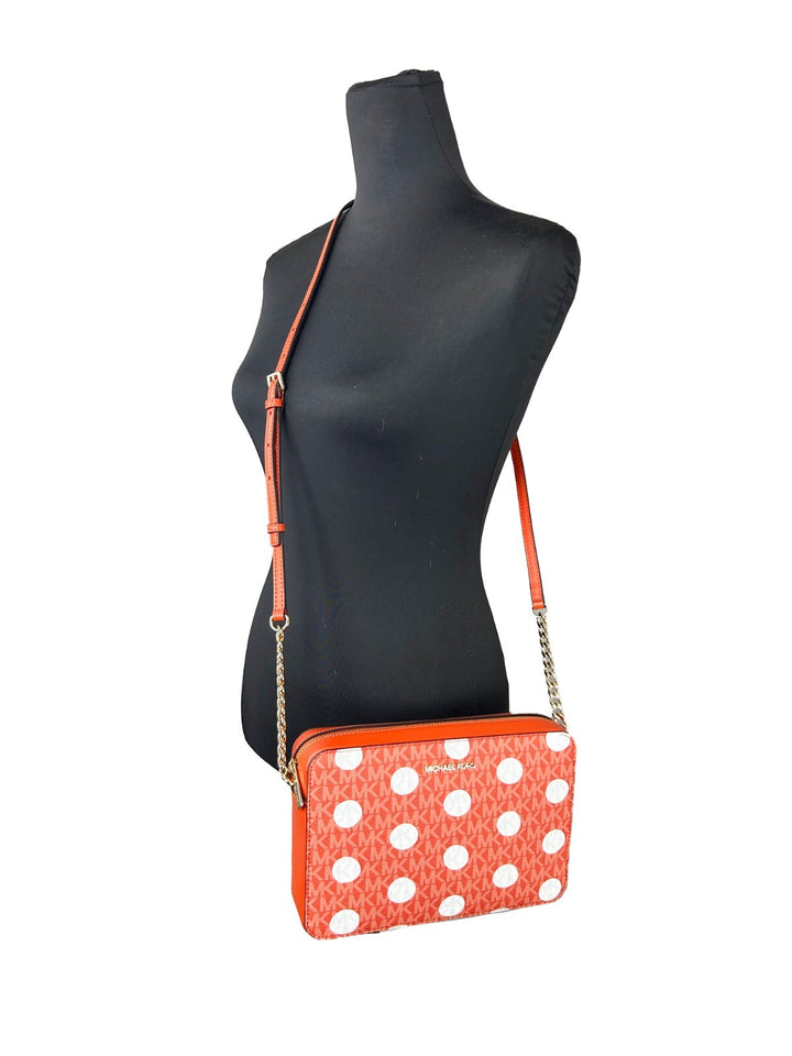 Michael Kors East West Leather Zip Chain Crossbody Bag