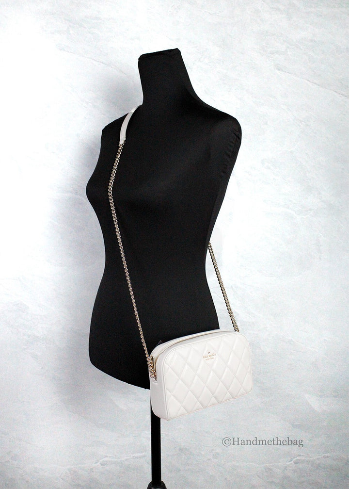 Kate Spade Carey Mini Parchment Quilted Smooth Leather Camera Crossbody Handbag