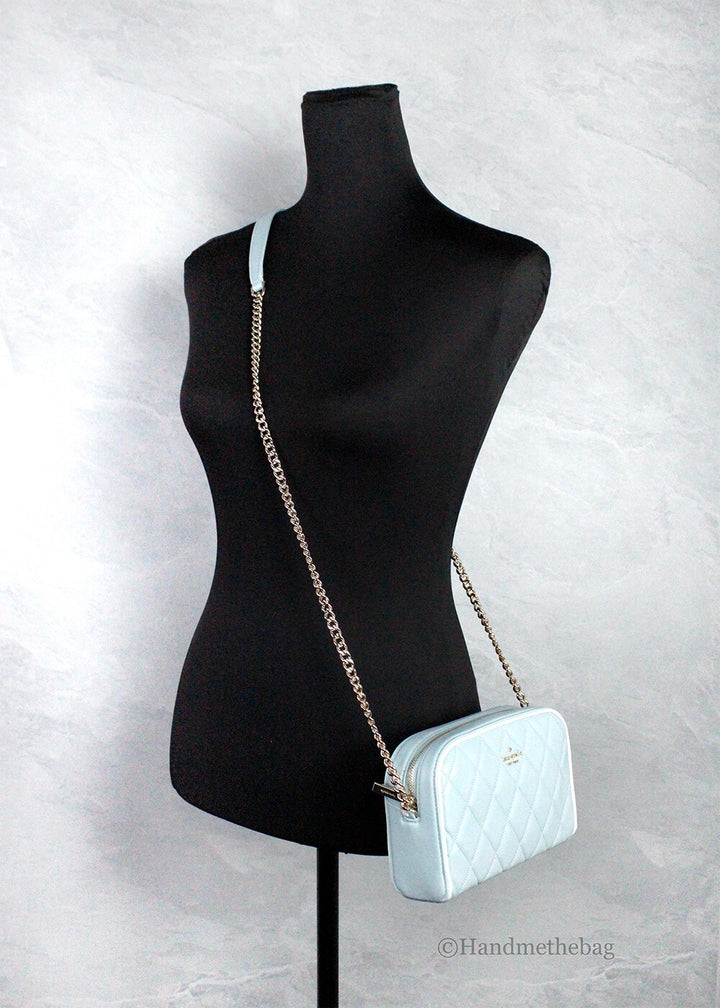 Kate Spade Carey Mini Wild Sage Quilted Smooth Leather Camera Crossbody Bag