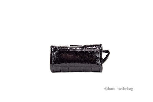 Marc Jacobs The Shiny Crinkle Micro Tote Black Leather Crossbody Bag Handbag