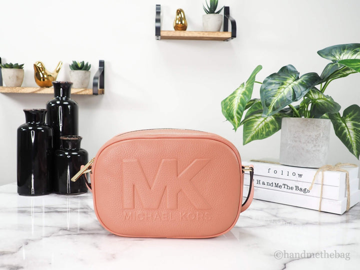 Michael Kors Jet Set Travel Medium Sherbert Leather Oval Camera Crossbody Bag