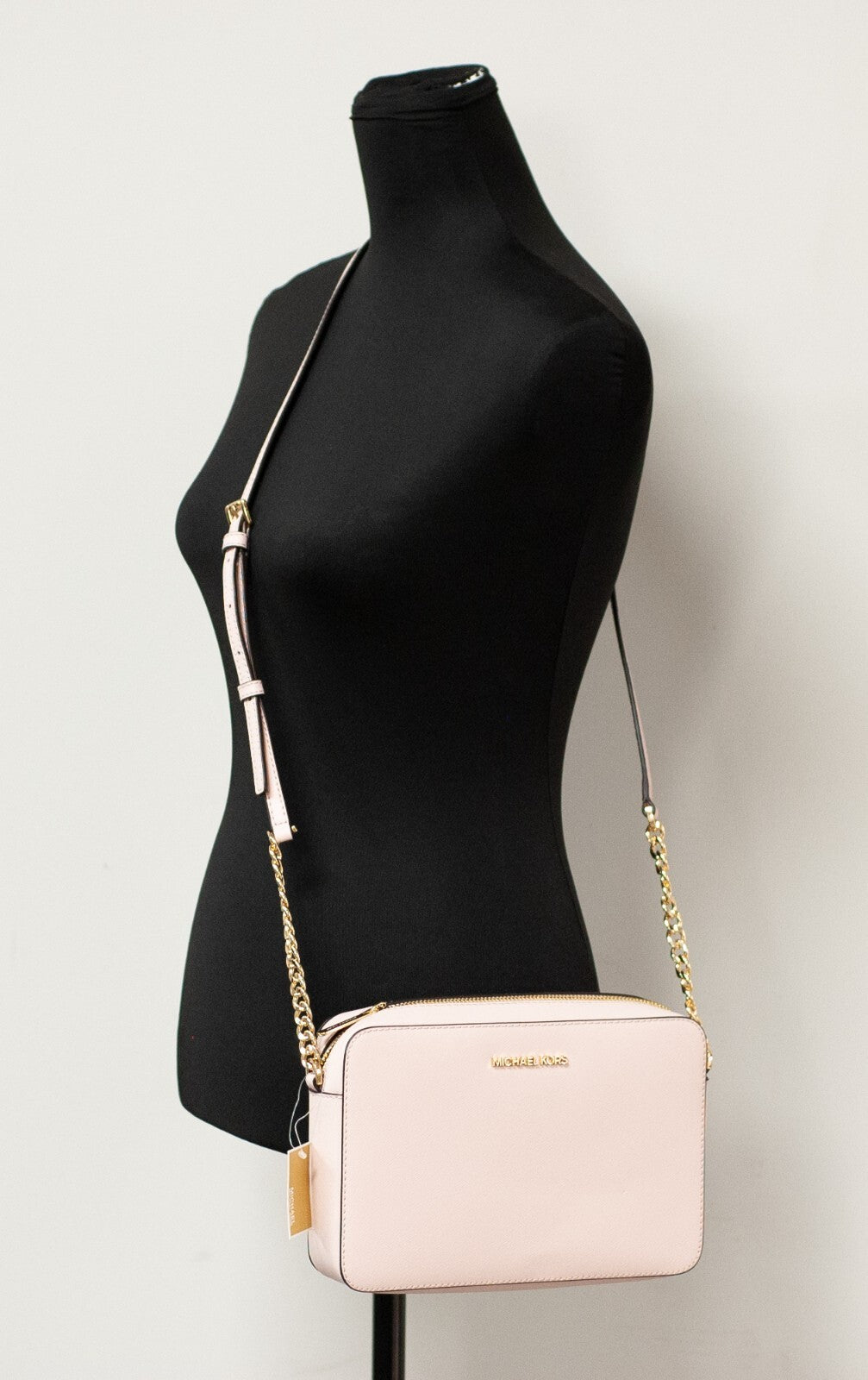 Michael Kors Adult Saffiano Leather East West Crossbody Handbag With 2 Slit Pockets, Blush