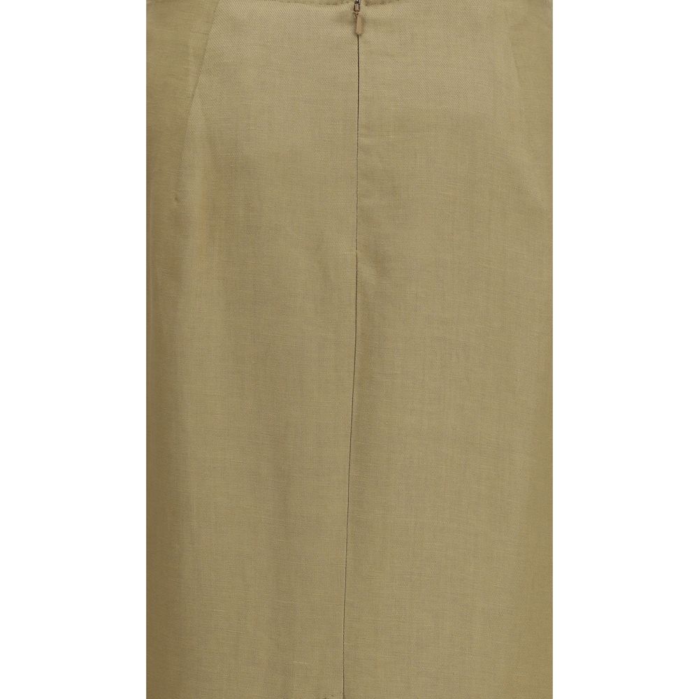 Max Mara Beige Linen Midi Skirt