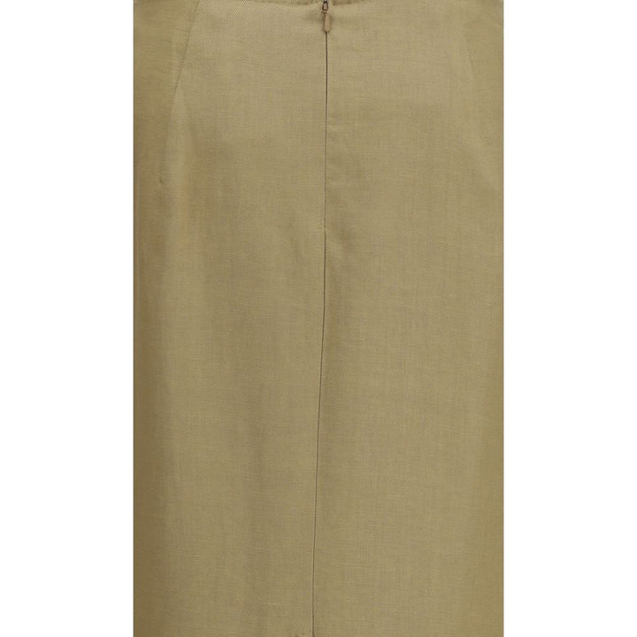 Max Mara Beige Linen Midi Skirt