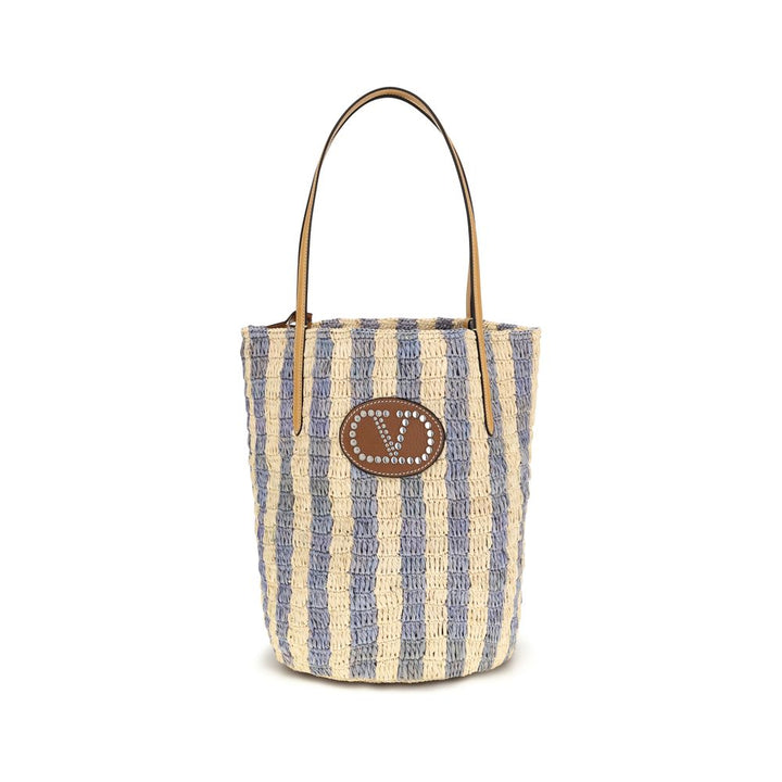 Valentino Garavani Blue Raffia Backet Bag