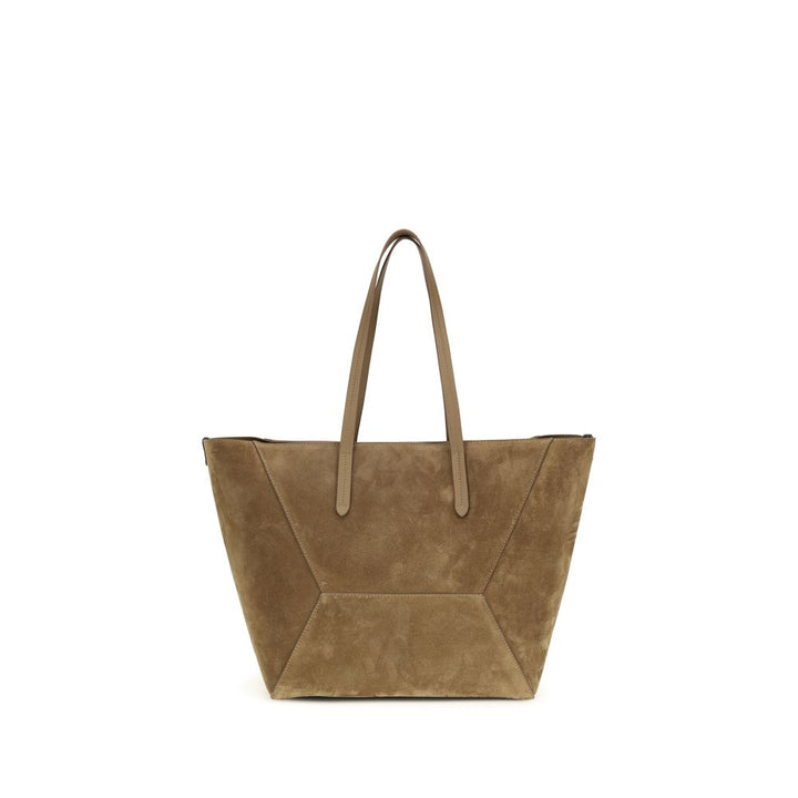 Brunello Cucinelli Beige Calf Leather Bos Taurus Shoulder Bag