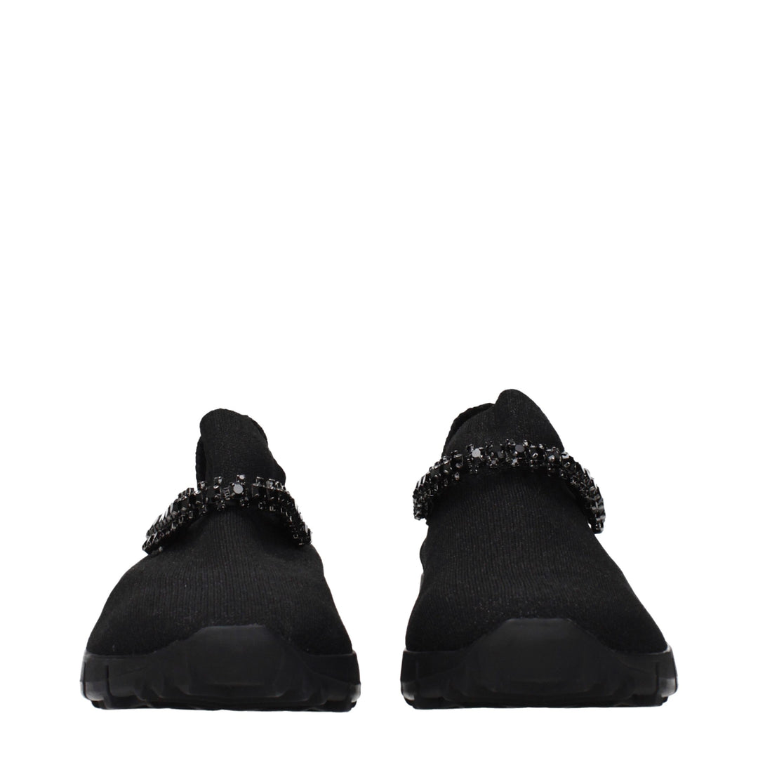 Jimmy Choo Black Fabric Slip-On Loafers