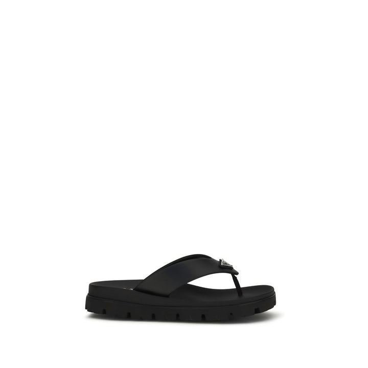 Prada Brown Calf Leather Bos Taurus Flat Sandals