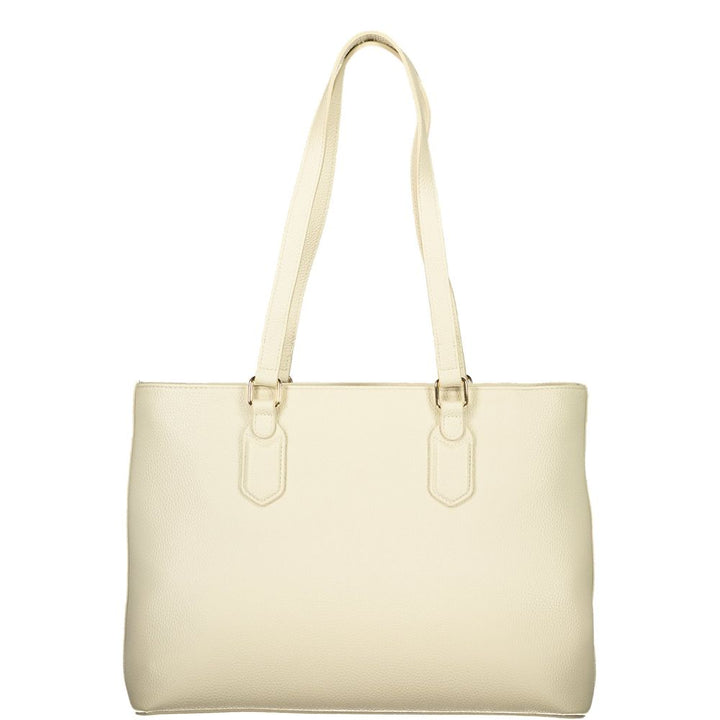 Mario Valentino Beige Polyurethane Women's Shoulder Bag with Internal Pocket