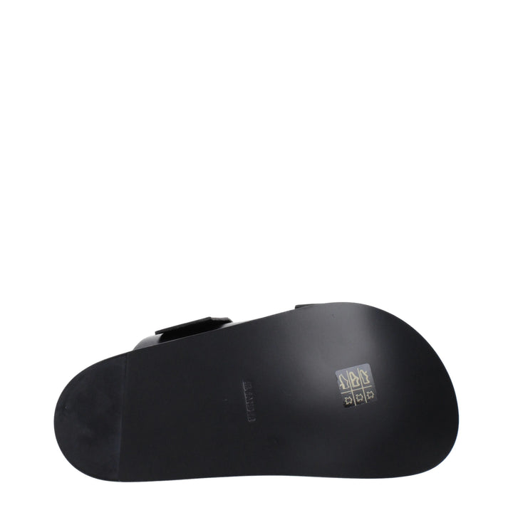 Jil Sander Black Leather Slippers