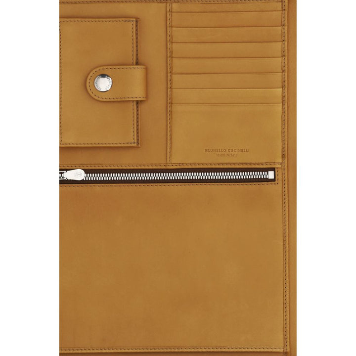 Brunello Cucinelli Brown Calf Leather Bos Taurus Wallet