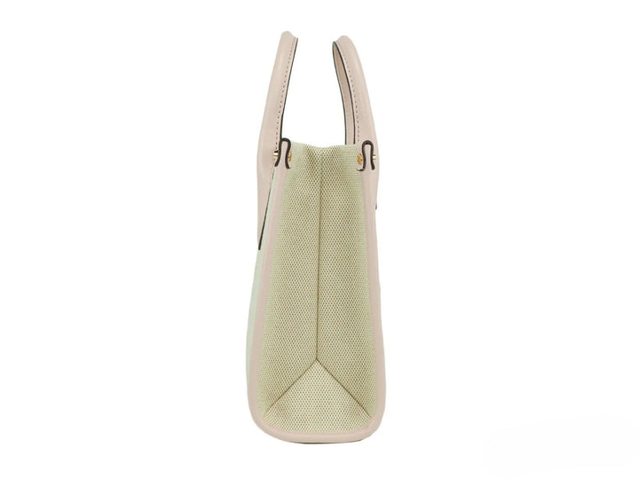Michael Kors Mirella Small Powder Blush Canvas Shopper Crossbody Handbag Purse