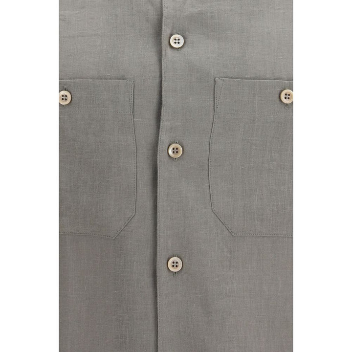 Brunello Cucinelli Bicolor Linen Dress Shirt
