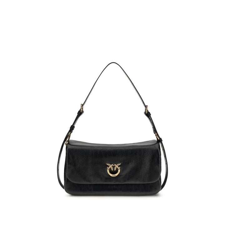 PINKO Black Calf Leather Bos Taurus Shoulder Bag
