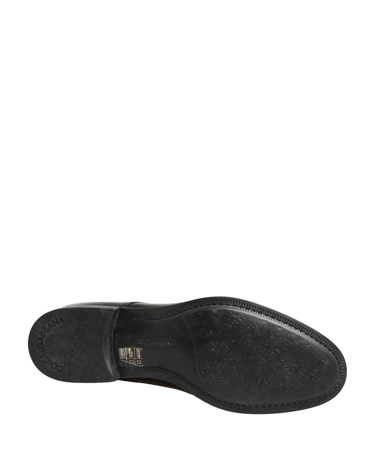 Dolce & Gabbana Black Calfskin Leather Derby Men Dress Shoes