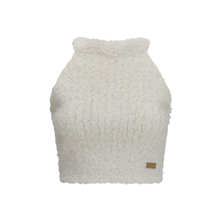 Balmain White Viscose Sleeveles T-Shirt