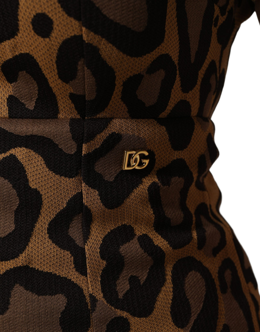 Dolce & Gabbana Brown Leopard Jacquard Knee Length Dress