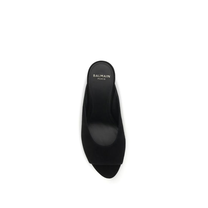 Balmain Black Goatskin Mules