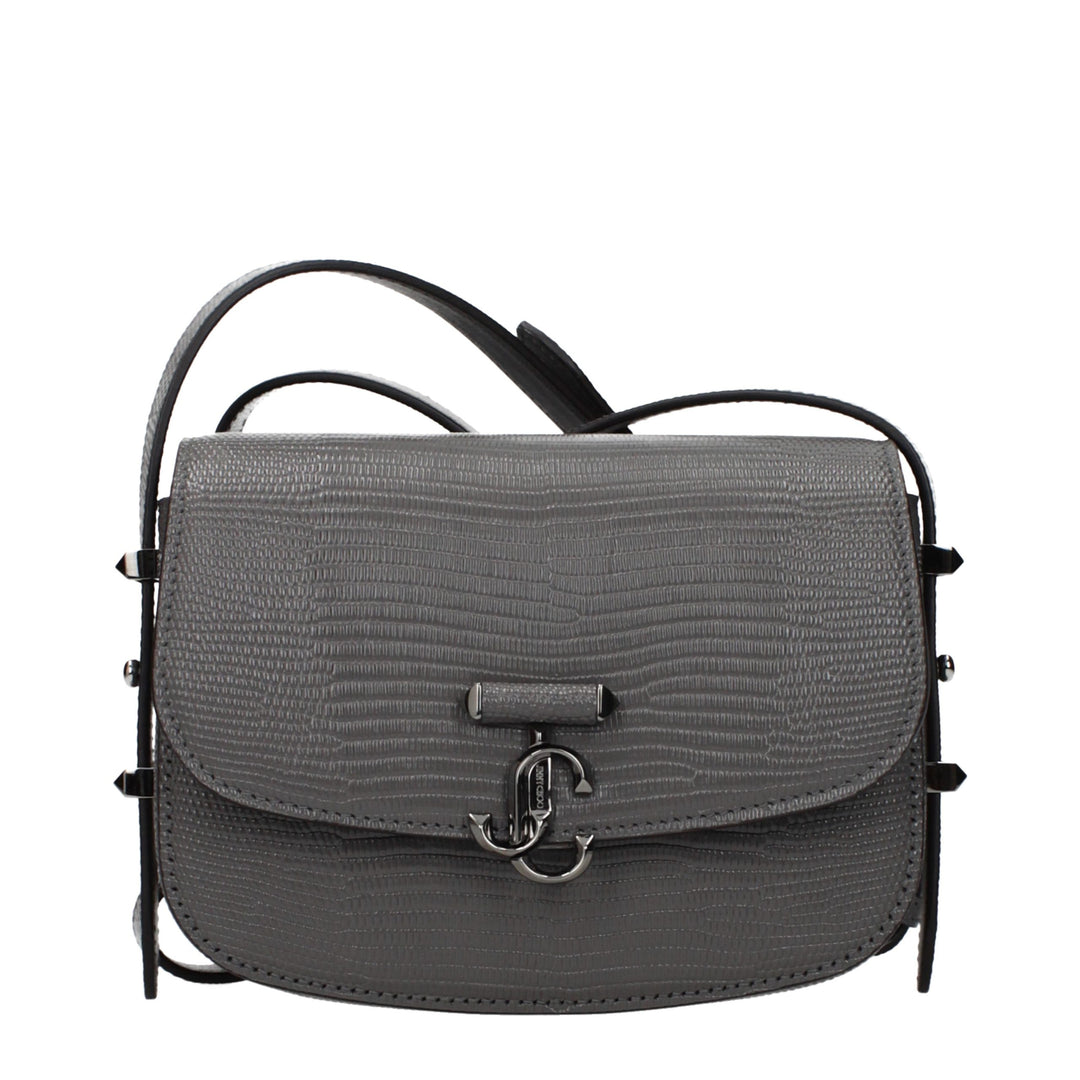 Jimmy Choo Gray Leather Shoulder Bag