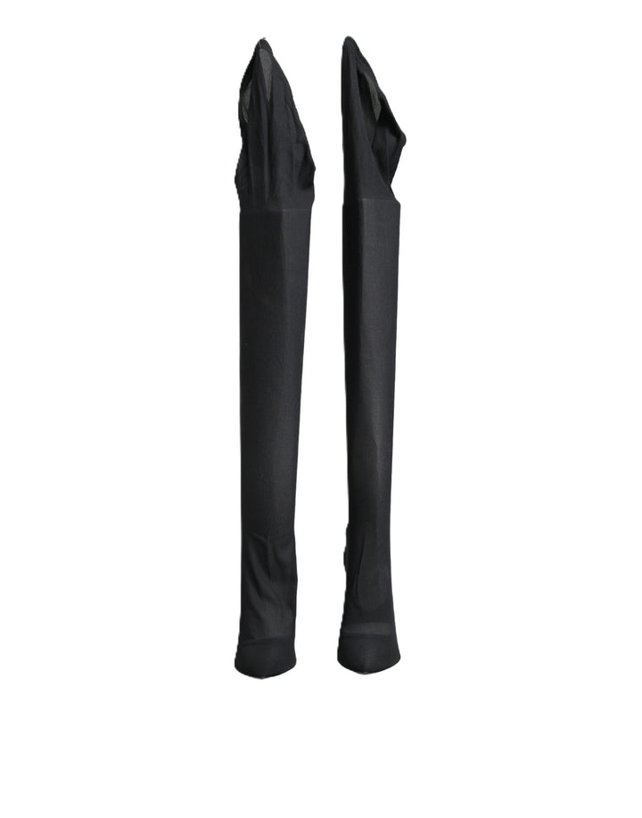 Dolce & Gabbana Black Stretch Socks Knee High Boots Shoes
