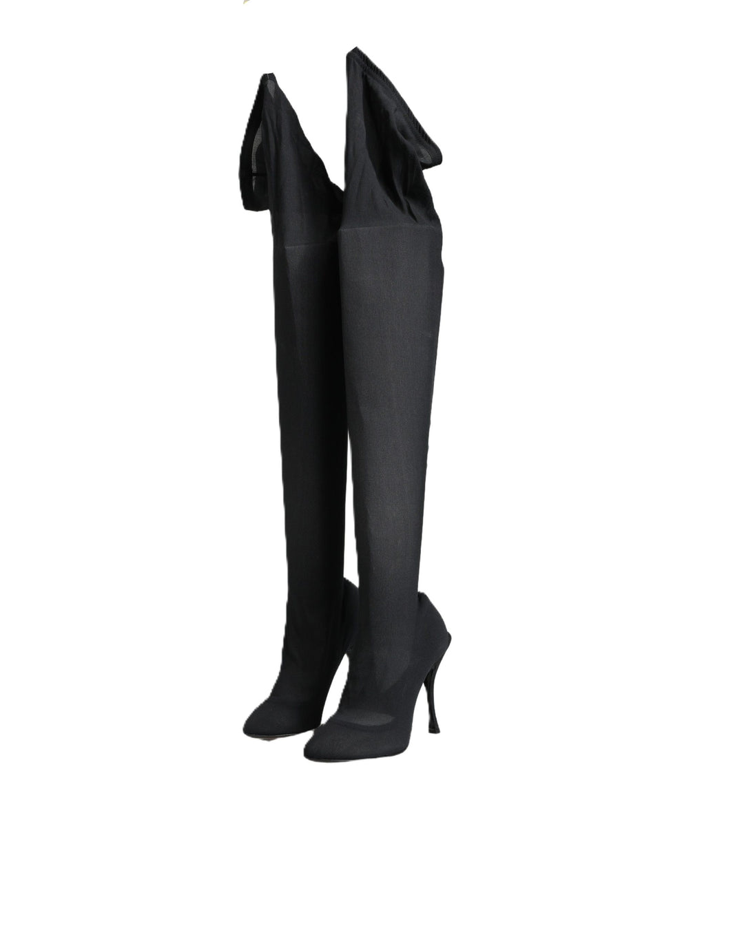 Dolce & Gabbana Black Stretch Socks Knee High Boots Shoes